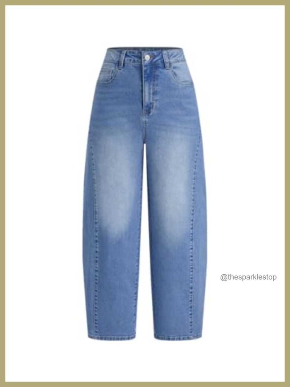 High Waisted Baggy Barrel Jeans Loose Fit Pull On Denim Pants